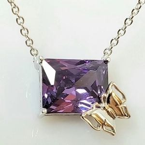 NEW Sterling Amethyst Butterfly Necklace
